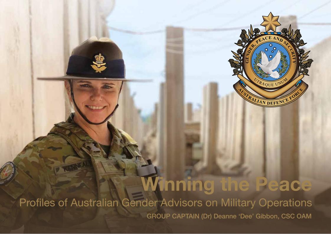 Australian Gender Advisor on the cover of 'Winning the Peace – Profiles of Australian Gender Advisors on Military Operations', Group Captain (Dr) Deanne 'Dee' Gibbon, CSC OAM