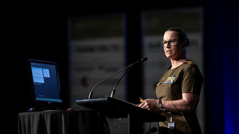 Defence Chief of Joint Capabilities Lieutenant General Susan Coyle addresses the annual Military Communications and Information Systems Conference in Canberra. 