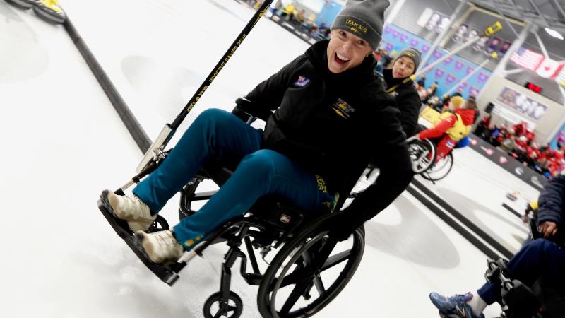 SGT Emily Leahy participates in the curling event at Invictus Games Vancouver Whistler 2025 